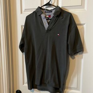 Tommy Hilfiger dark gray polo shirt, medium, 100% cotton
